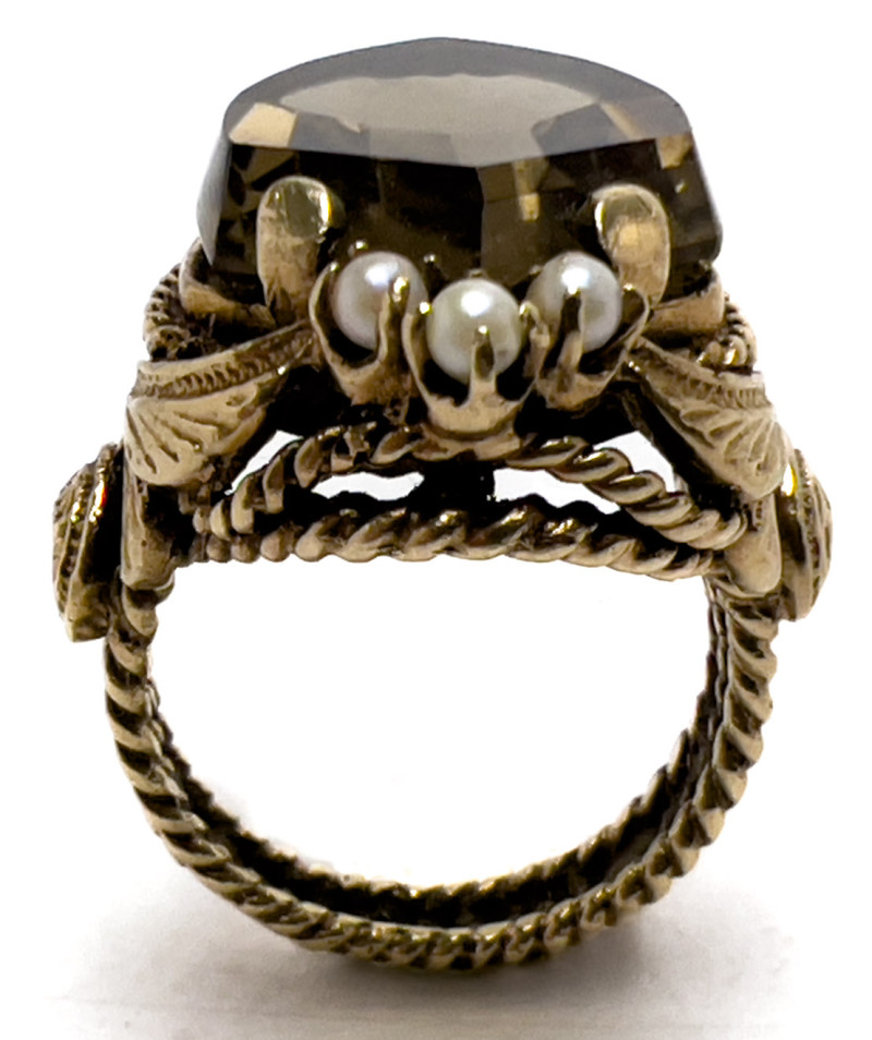 Gold, Topaz, and Seed Pearl Ring