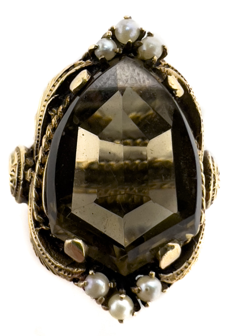 Gold, Topaz, and Seed Pearl Ring