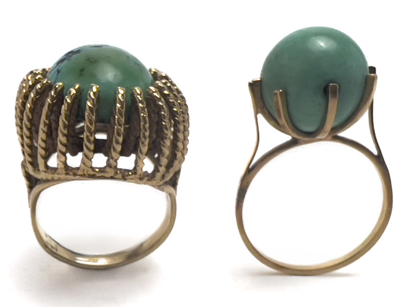Gold and Turquoise Rings, Group of 2