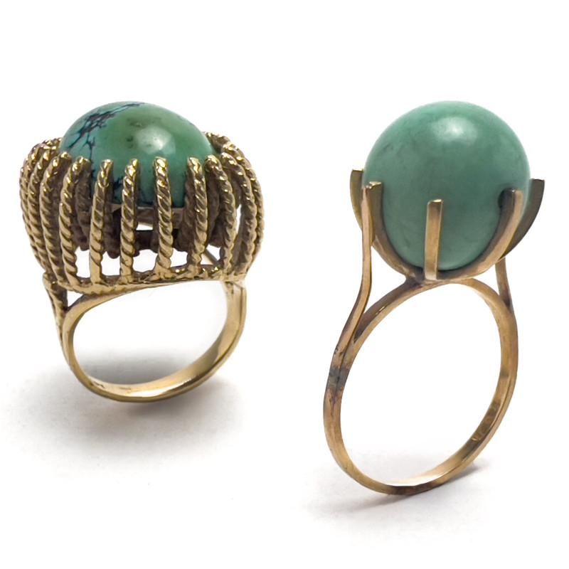 Gold and Turquoise Rings, Group of 2