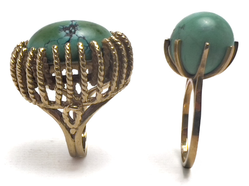 Gold and Turquoise Rings, Group of 2