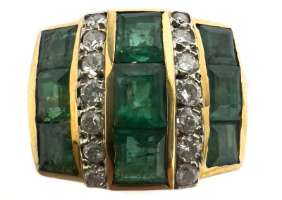 Image for Lot Gold, Emerald and Diamond Ring