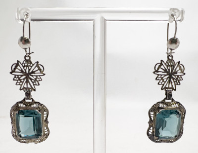 Aquamarine Earrings and Necklace Set and Amethyst Ring, Set in Silver