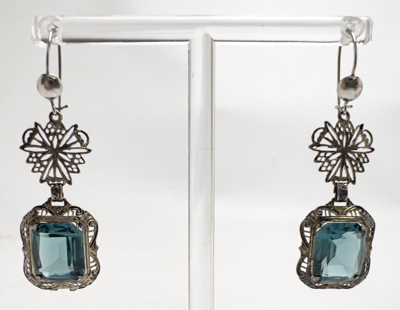 Aquamarine Earrings and Necklace Set and Amethyst Ring, Set in Silver