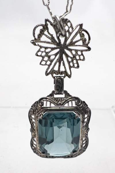 Aquamarine Earrings and Necklace Set and Amethyst Ring, Set in Silver