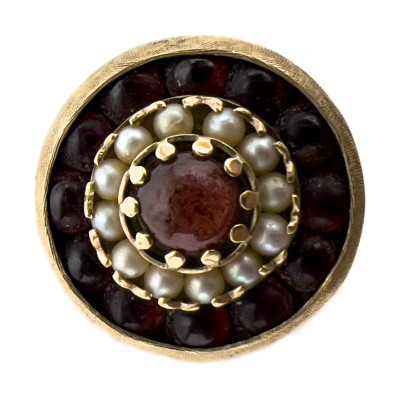 Gold, Garnet, and Pearl Cocktail Ring