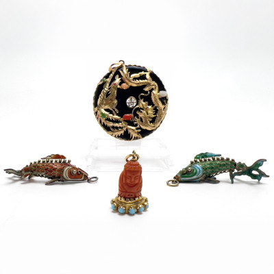 Image for Lot Chinese Gold and Enamel Pendants, Group of 4