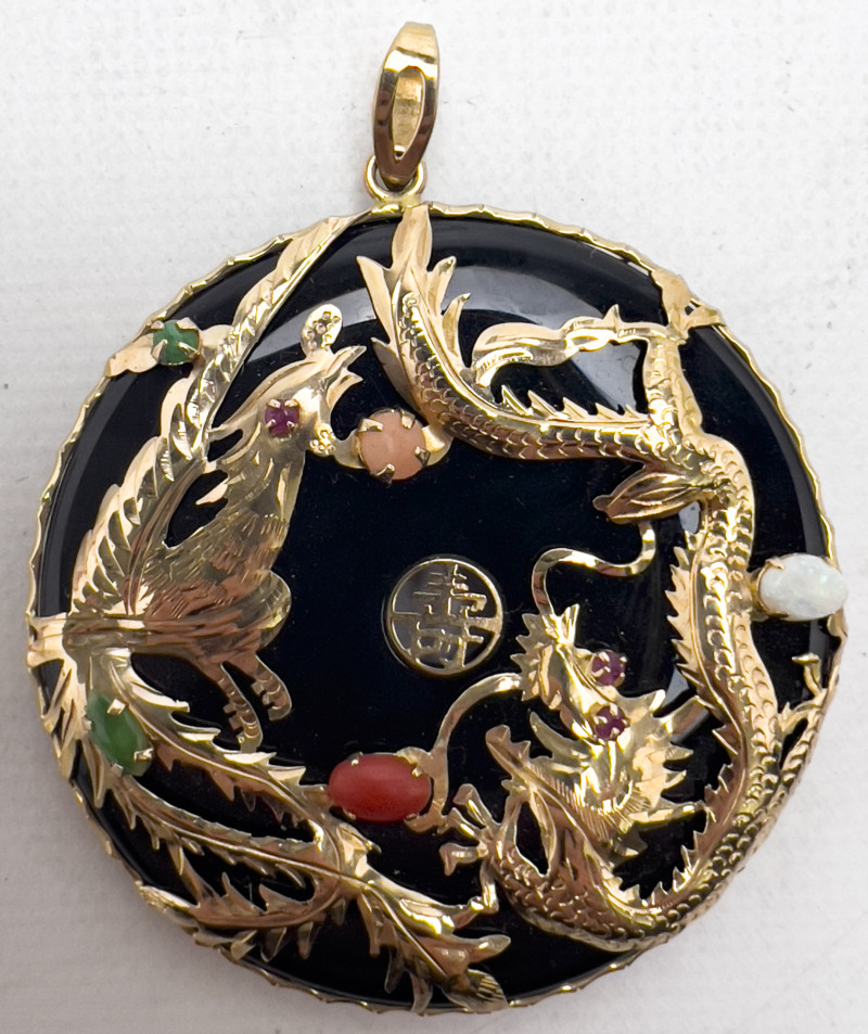 Chinese Gold and Enamel Pendants, Group of 4