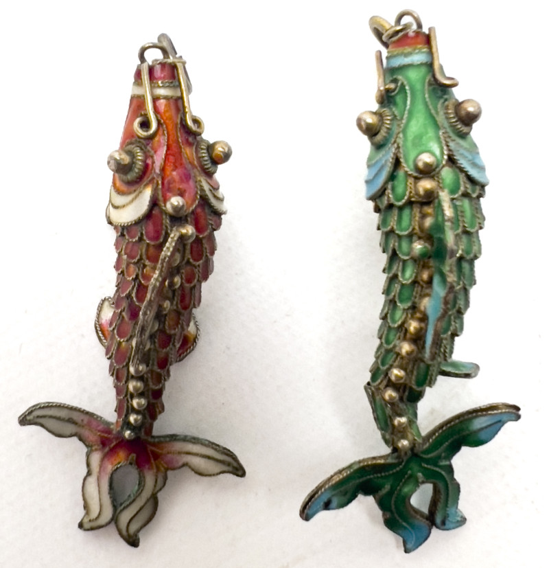 Chinese Gold and Enamel Pendants, Group of 4