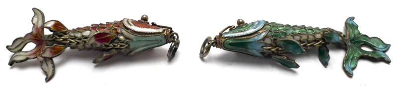 Chinese Gold and Enamel Pendants, Group of 4