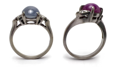 Two White Gold Star Sapphire Diamond Rings