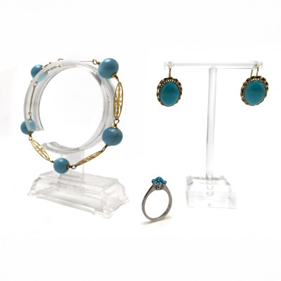 Image for Lot Turquoise Gold Jewelry, Group of 3