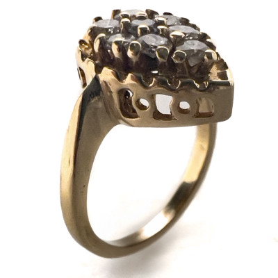 Gold Citrine Ring, Blue Topaz Ring, and Diamond Ring