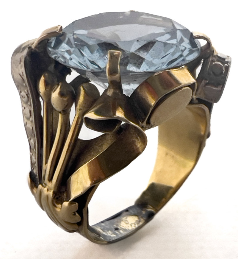Gold Citrine Ring, Blue Topaz Ring, and Diamond Ring