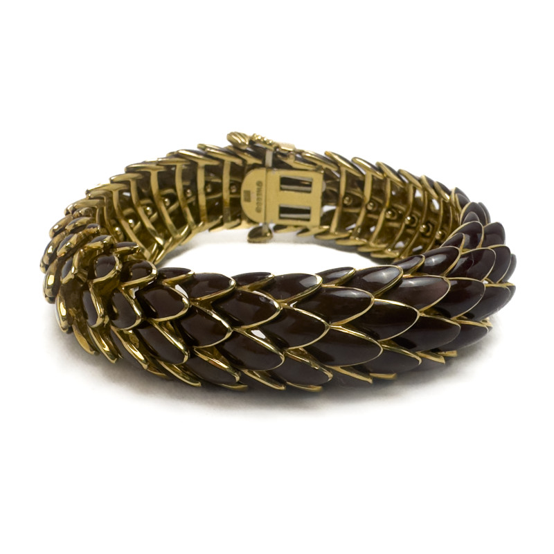 David Webb - Gold and Enamel Snake Bracelet