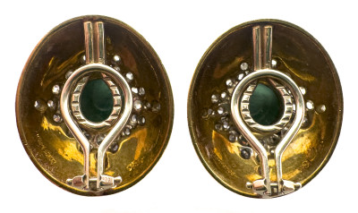 Boris LeBeau - Gold, Emerald and Diamond Earrings