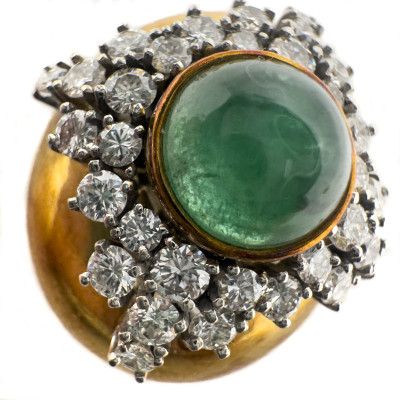 Boris LeBeau - Gold, Emerald and Diamond Earrings