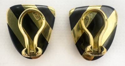 Tiffany &amp; Co. - Gold and Onyx Clip-On Earrings