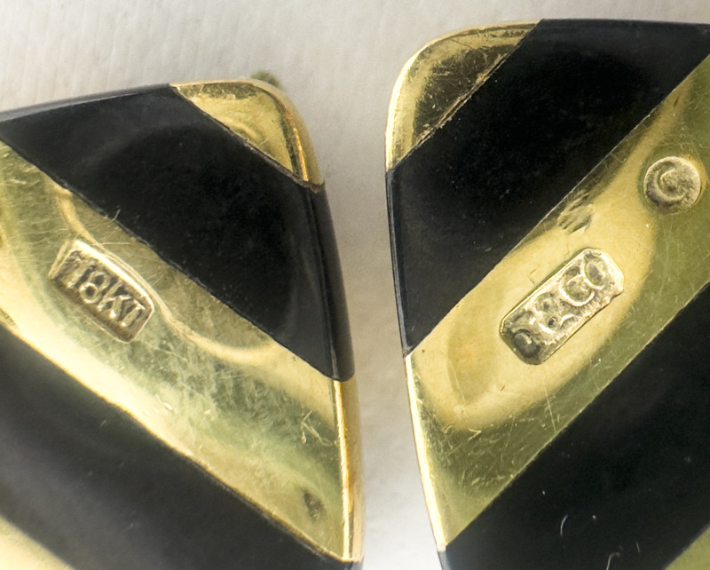 Tiffany &amp; Co. - Gold and Onyx Clip-On Earrings