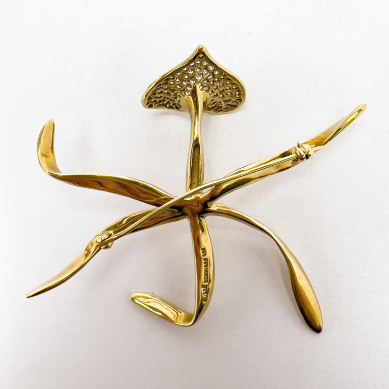 Angela Cummings - Gold Orchid Brooch with Diamond