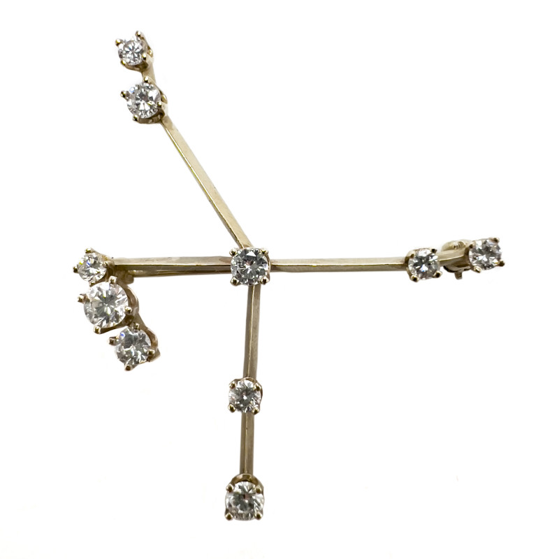 Gold and Diamond Constellation Brooch