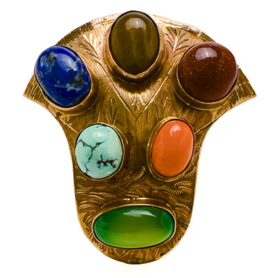 Image for Lot Rose Gold Gemstone Brooch