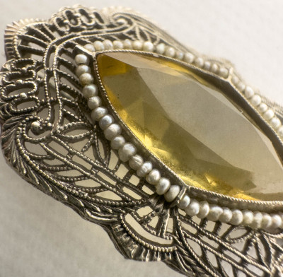 Two Victorian Gold Brooches with Diamonds, Spinel, and Pearls