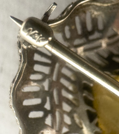 Two Victorian Gold Brooches with Diamonds, Spinel, and Pearls