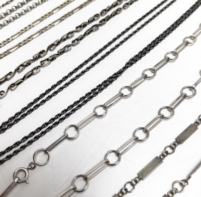 Sterling Silver Chains, Group of 14