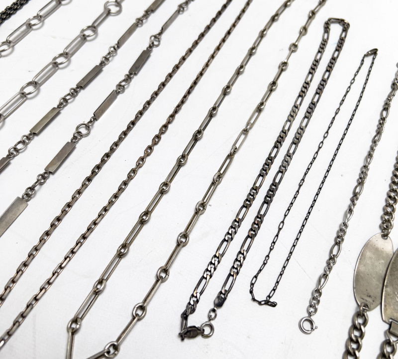 Sterling Silver Chains, Group of 14