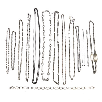 Image for Lot Sterling Silver Chains, Group of 14