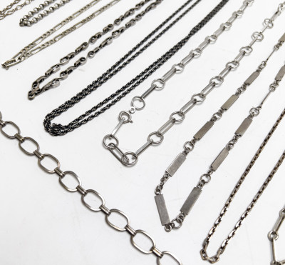 Sterling Silver Chains, Group of 14