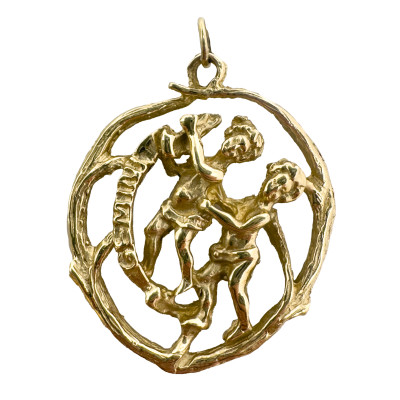 Gold Pendant, Cufflink, and Earring