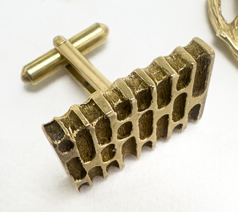 Gold Pendant, Cufflink, and Earring