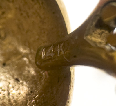 Gold Pendant, Cufflink, and Earring