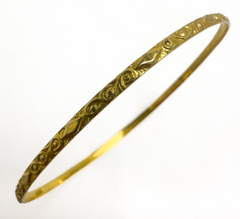 Gold Bangles and Earrings, Group of 3