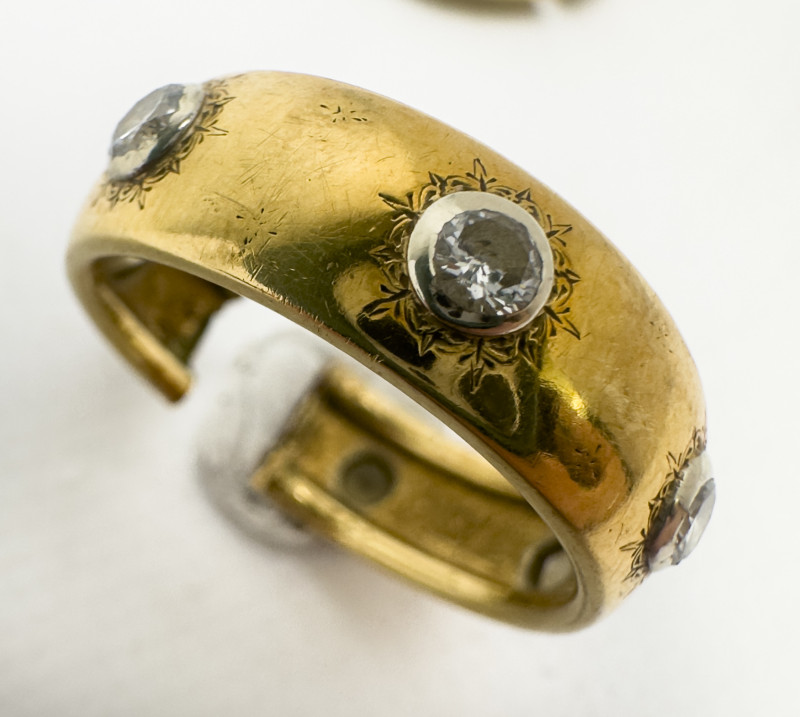 Gold and Diamond Ring and Gold Charm
