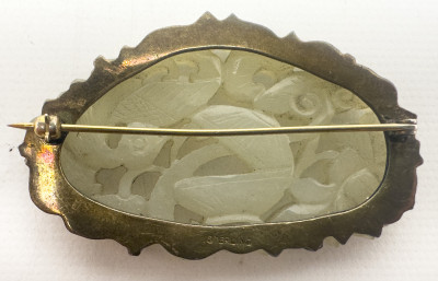 Jade and Sterling Silver Brooch