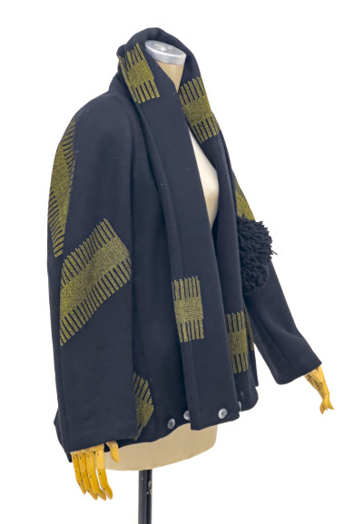 Yohji Yamamoto - Black and Gold Wool Coat