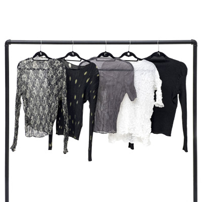Image for Lot Issey Miyake - Pleats Please Shades of Gray Tops, Group of 5