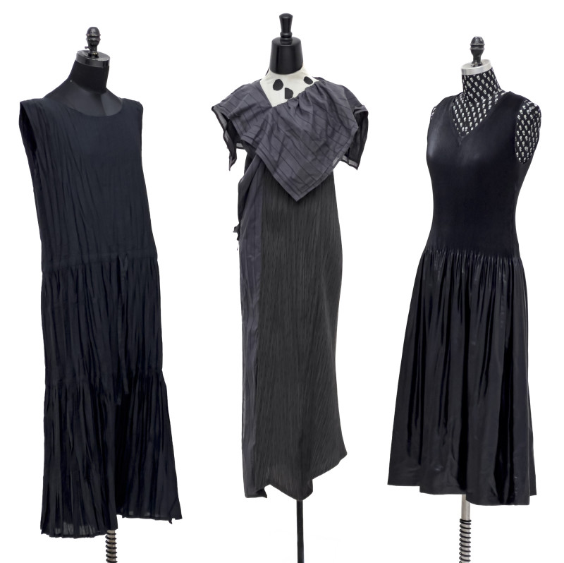 Issey Miyake - Black and Gray Dresses, Group of 3