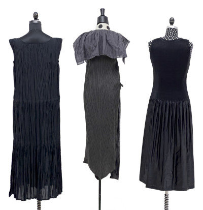 Issey Miyake - Black and Gray Dresses, Group of 3