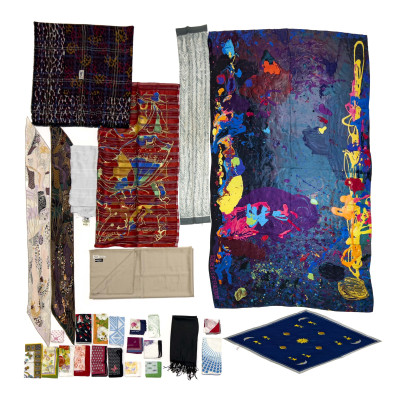 Image for Lot Yves Saint Laurent, Givenchy, Bottega Veneta and Others - Designer Scarves and Pocket Squares, Group of 28