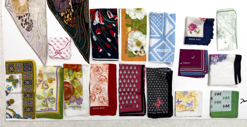 Yves Saint Laurent, Givenchy, Bottega Veneta and Others - Designer Scarves and Pocket Squares, Group of 28