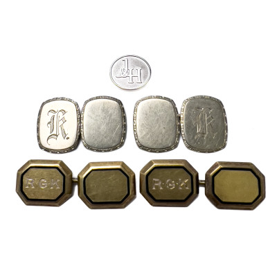 Image for Lot Gold and White Gold Cuff Links and Pin, Group of 5