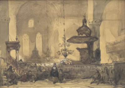 Image for Lot Church Interior Watercolor