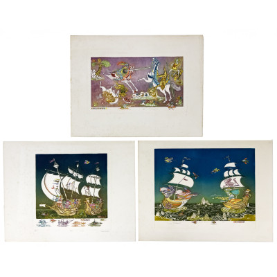 Image for Lot Guillermo Silva Santamaria - Warriors on Ships and Horseback, 3 Editions