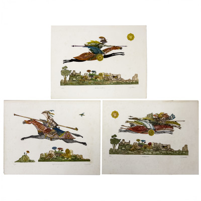Image for Lot Guillermo Silva Santamaria - Warriors on Horseback, 3 Editions