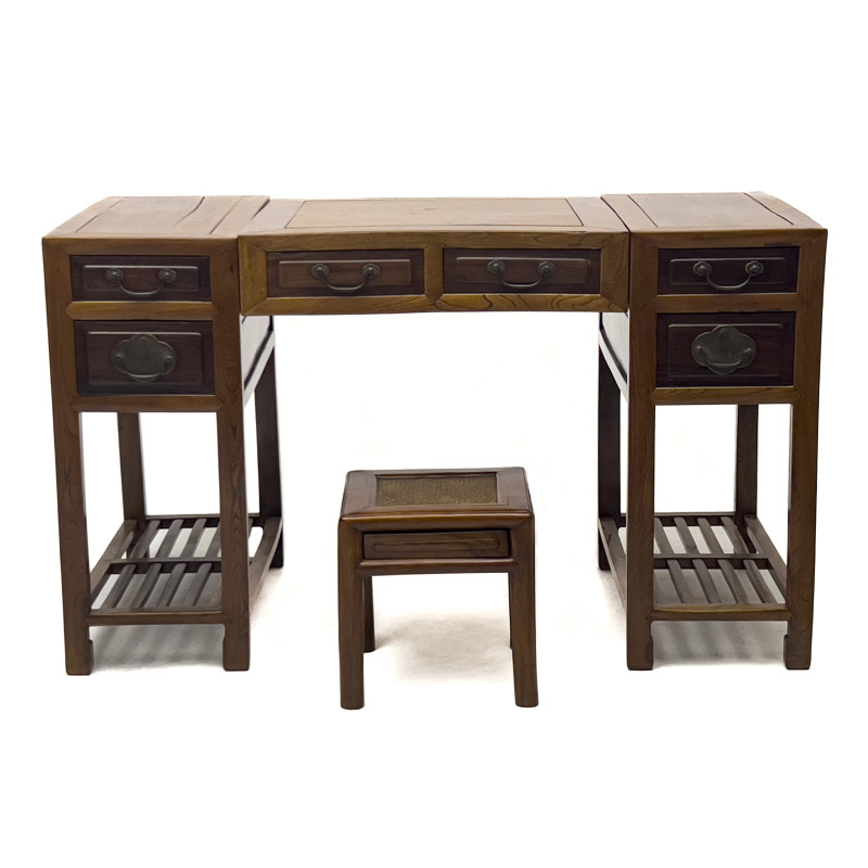 Chinese Hardwood Double Pedestal Desk