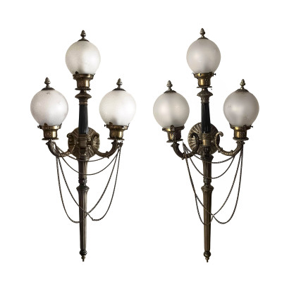 Image for Lot Art Deco Style Torchiere Sconces, Pair